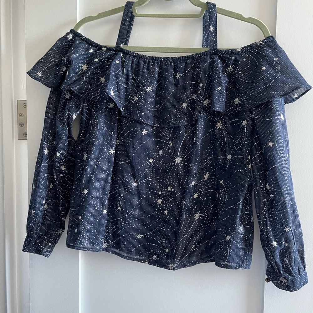 Anthropologie - off the shoulder dark blue top